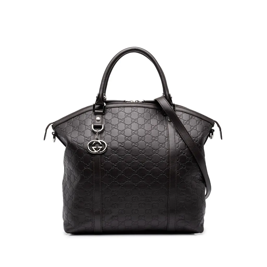 Gucci Large Microguccissima GG Charm Dome Satchel Black Leather Very good - Front View