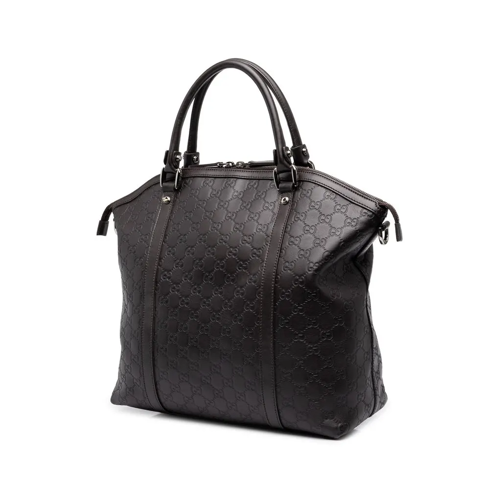 Gucci Large Microguccissima GG Charm Dome Satchel Black Leather Very good - Back View