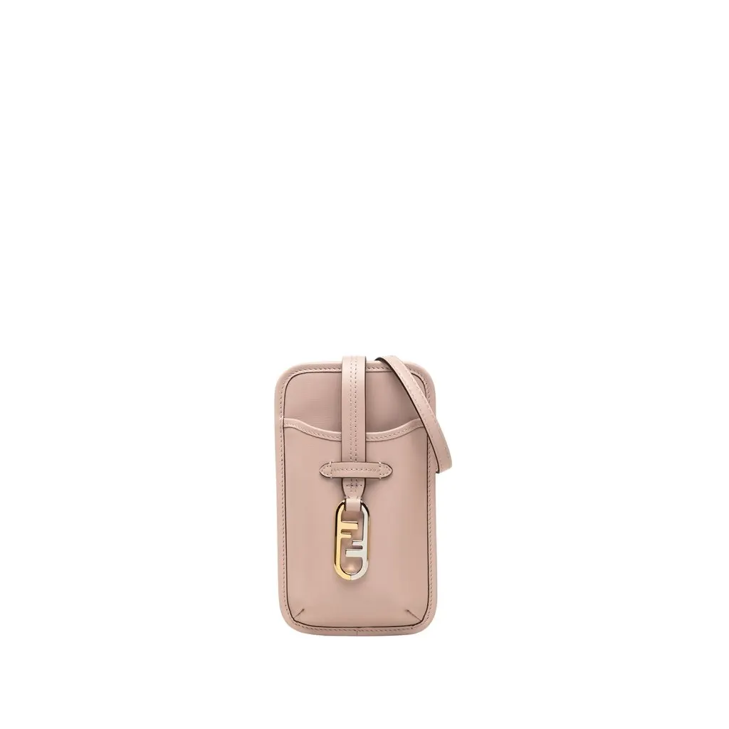 Fendi Leather O Lock Phone Pouch Crossbody Pink Leather Very good - Front View