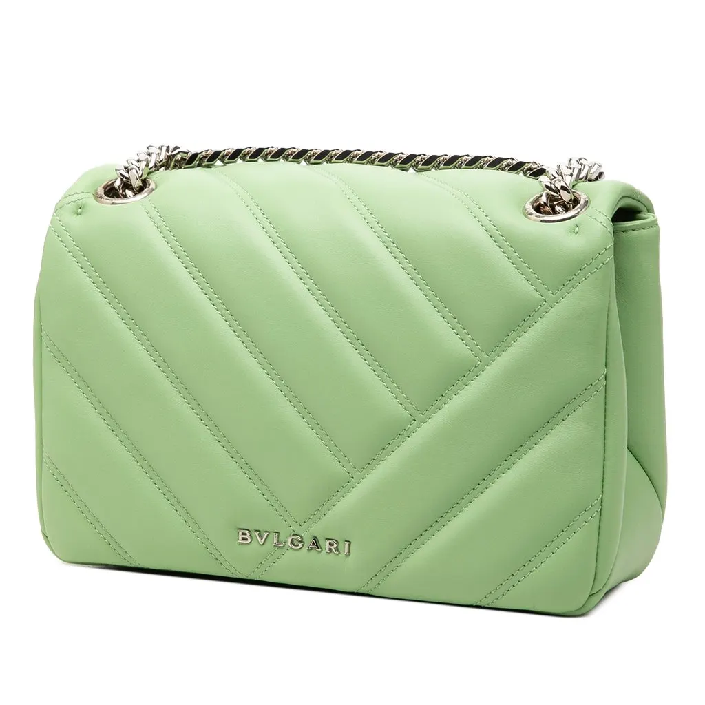 Bvlgari Leather Serpenti Cabochon Chain Crossbody Green Leather Very good - Back View
