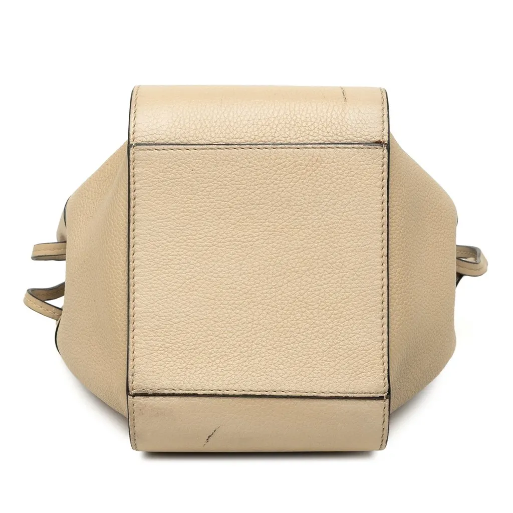 LOEWE Mini Grained Calfskin Drawstring Hammock Bag Brown Leather Very good - Inside View