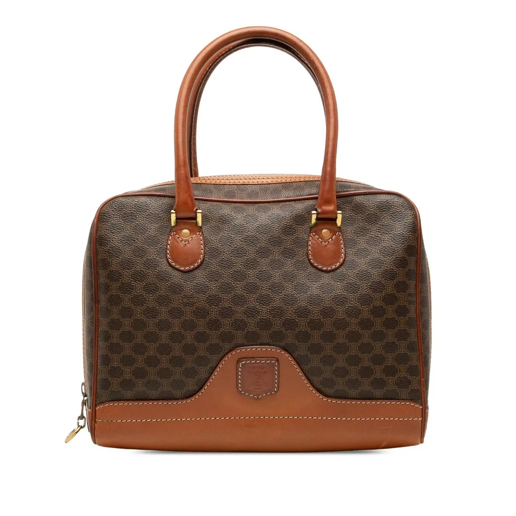 Celine Macadam Coated Canvas Handbag Brown Very good - Front View