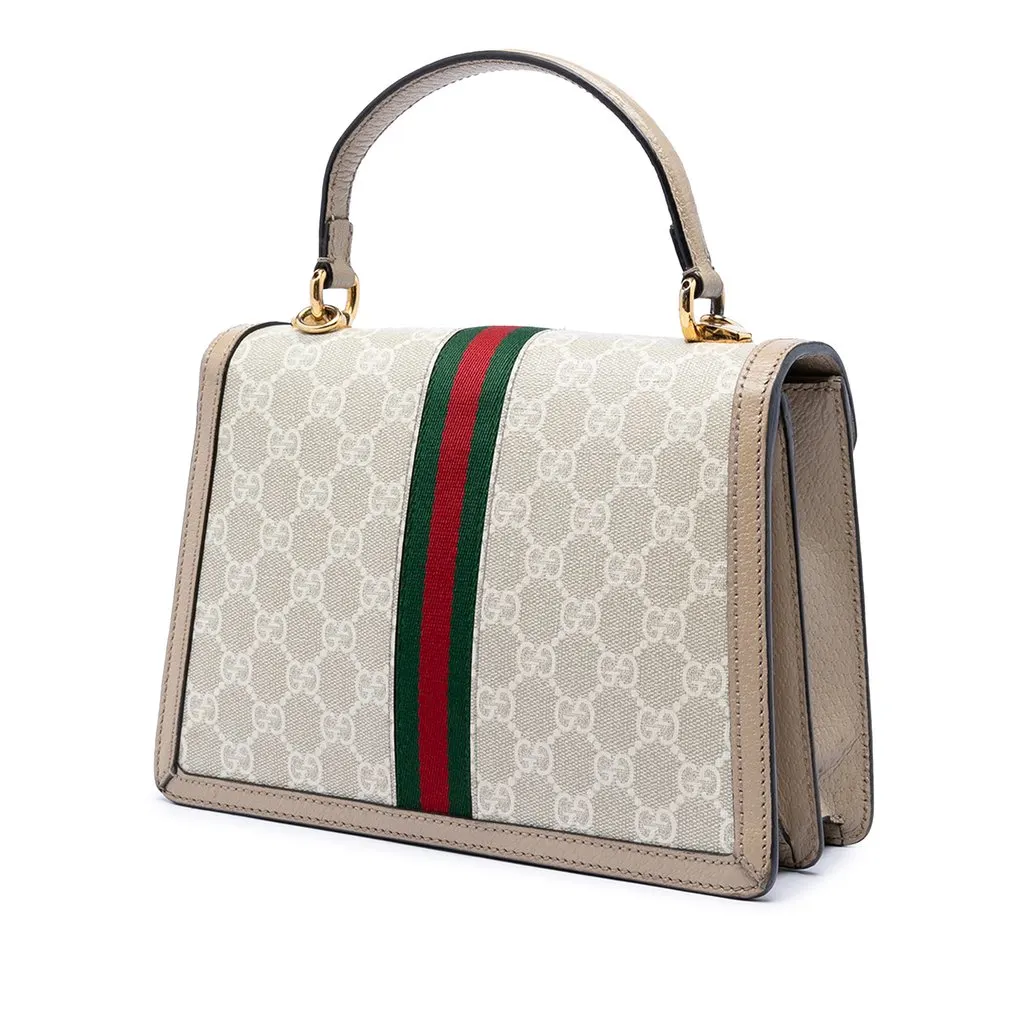 Gucci Small GG Canvas Web Ophidia Top Handle Flap Beige Very good - Back View