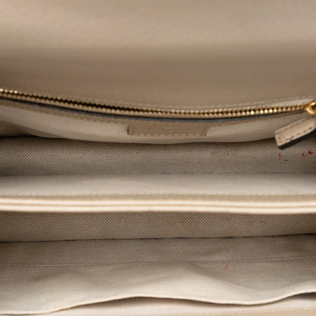 Gucci Small GG Canvas Web Ophidia Top Handle Flap Beige Very good - Model View