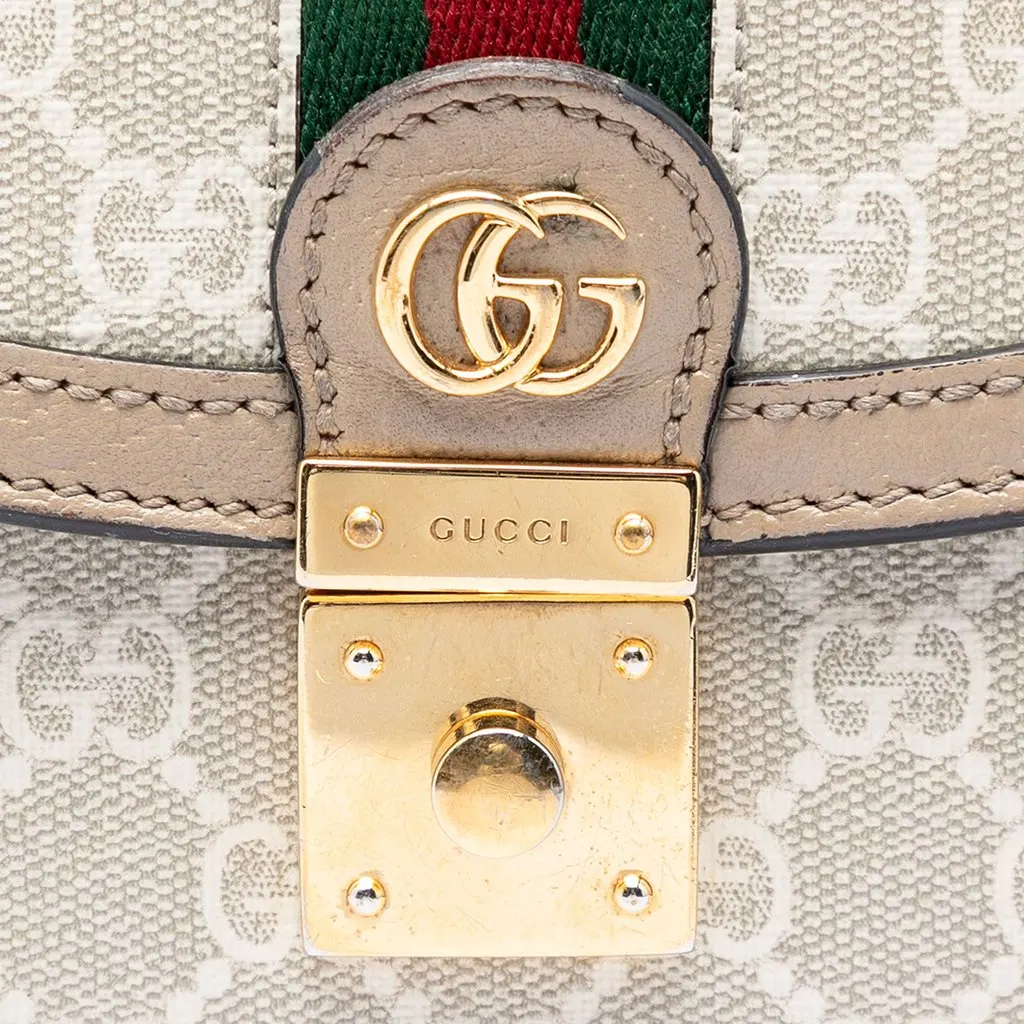 Gucci Small GG Canvas Web Ophidia Top Handle Flap Beige Very good - Box View