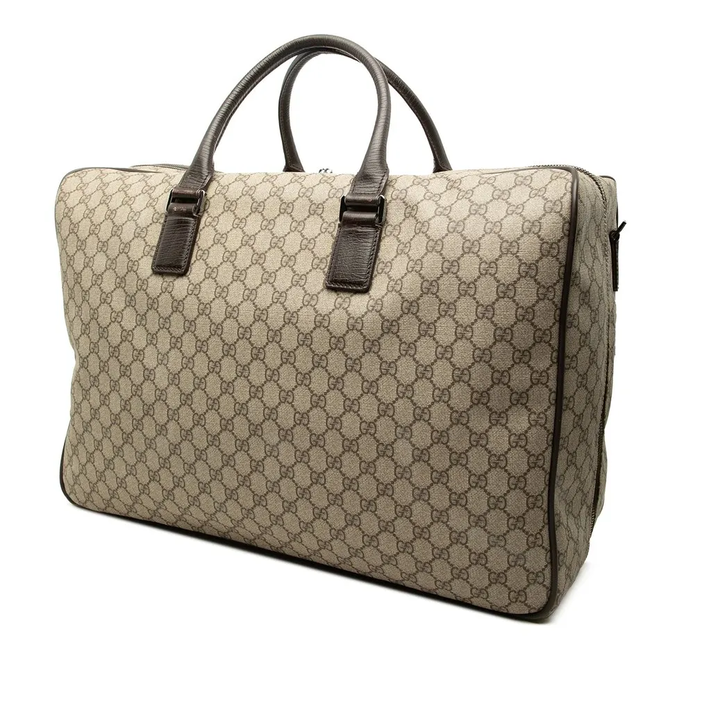 Gucci GG Supreme Double Zip Travel Bag Beige Canvas Very good - Back View