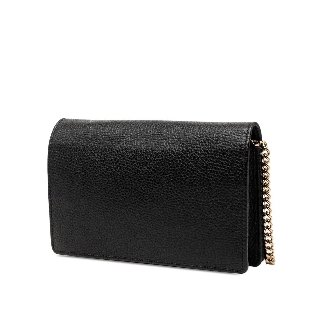 Gucci Pebbled Calfskin Soho Wallet On Chain Black Leather Very good - Back View