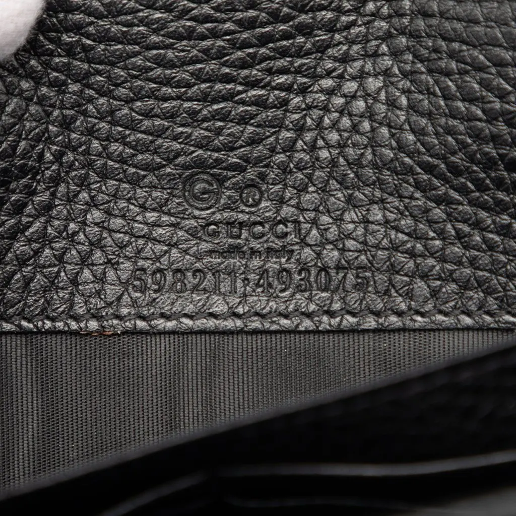 Gucci Pebbled Calfskin Soho Wallet On Chain Black Leather Very good - Box View