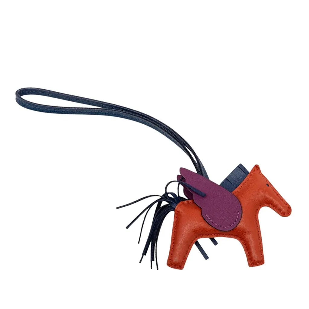 Hermès Milo Lambskin and Swift Grigri Rodeo Pegase Bag Charm PM Orange Leather Very good - Front View