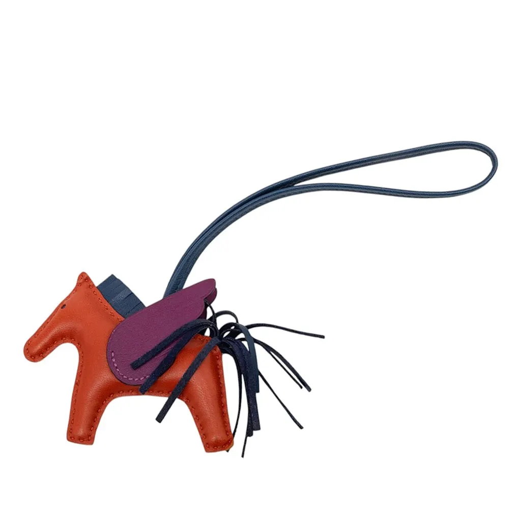 Hermès Milo Lambskin and Swift Grigri Rodeo Pegase Bag Charm PM Orange Leather Very good - Back View