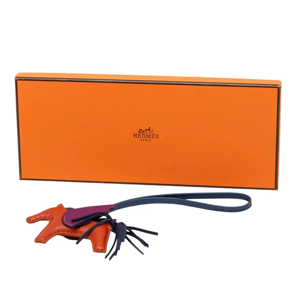 Hermès Milo Lambskin and Swift Grigri Rodeo Pegase Bag Charm PM Orange Leather Very good - Box View