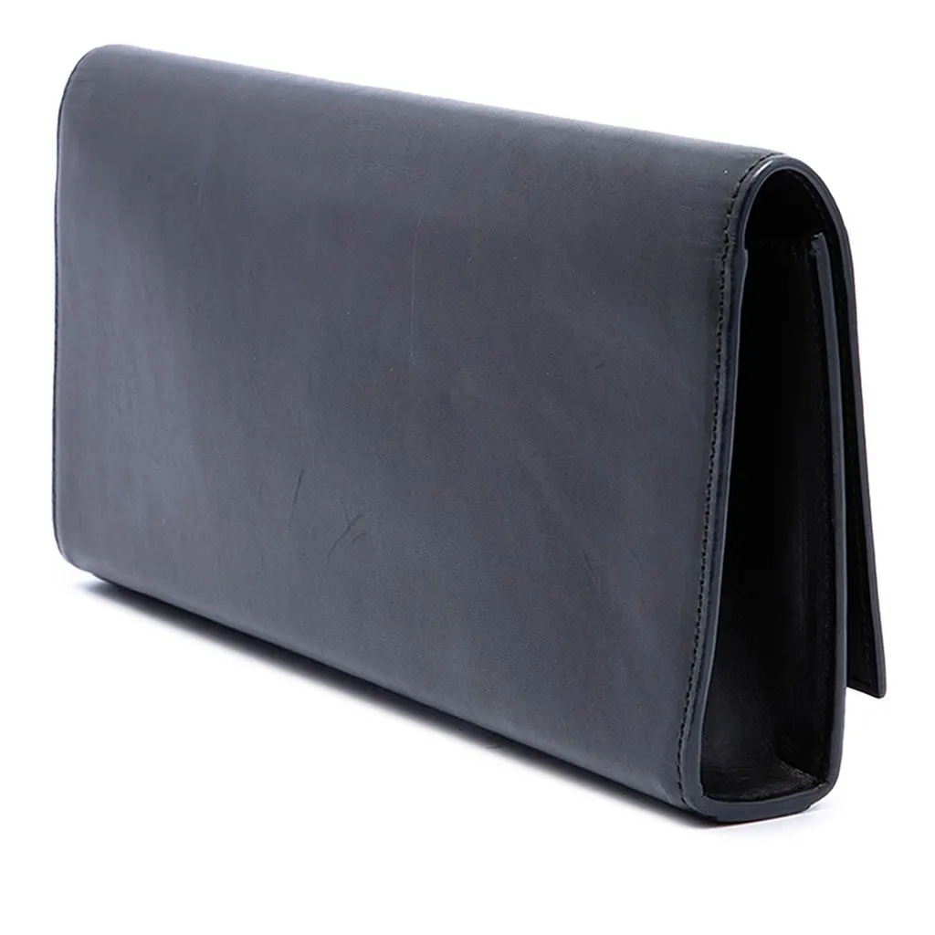 Saint Laurent Smooth Leather Cassandre Clutch Black Leather Very good - Back View