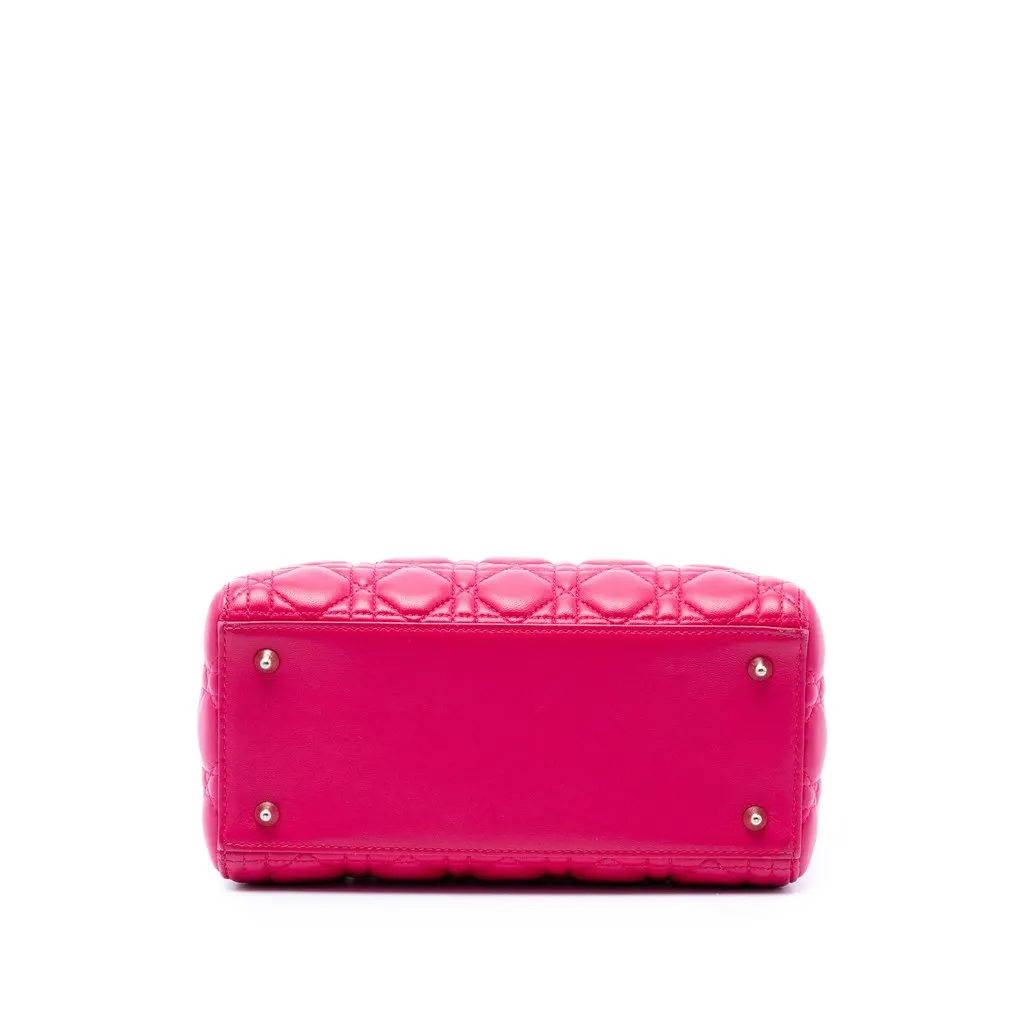 Dior Medium Lambskin Cannage Lady Dior Pink Leather Very good - Inside View