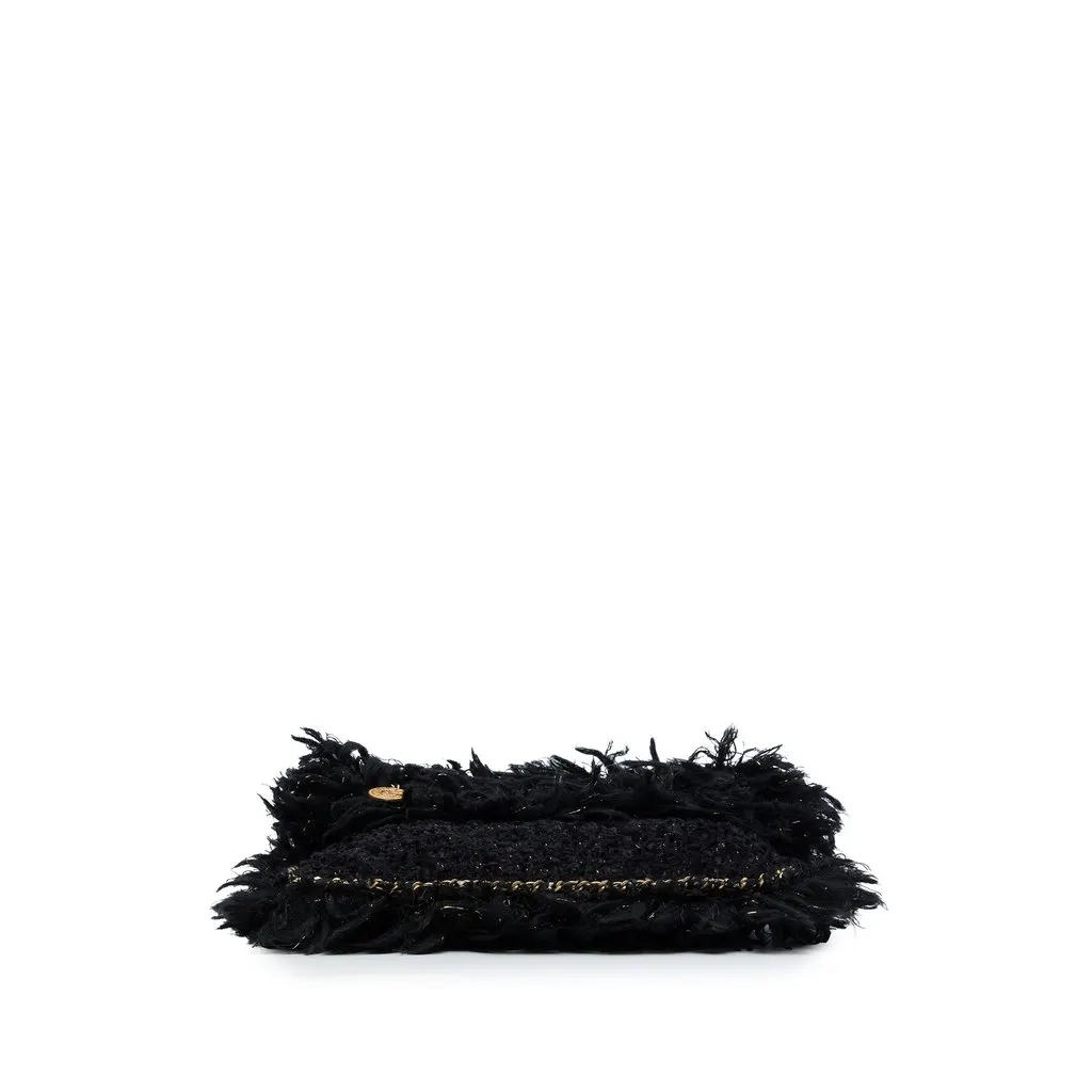 Chanel Paris Cosmopolite Tweed Fringe Clutch Black Very good - Inside View