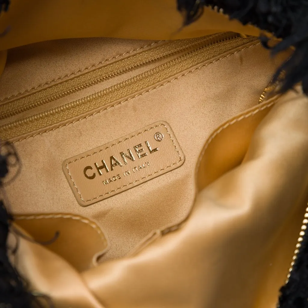 Chanel Paris Cosmopolite Tweed Fringe Clutch Black Very good - Box View
