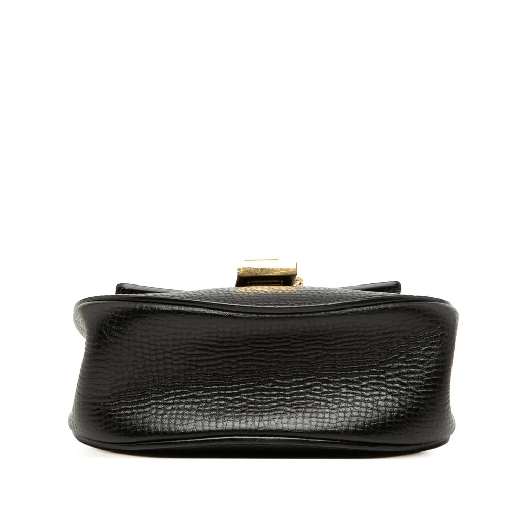 Chloé Mini Bicolor Grained Calfskin Drew Crossbody Black Leather Very good - Inside View