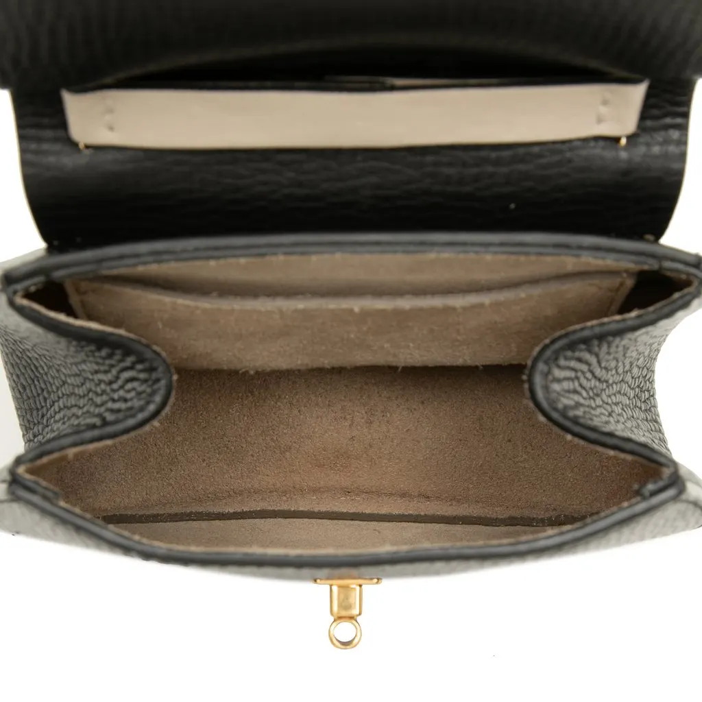 Chloé Mini Bicolor Grained Calfskin Drew Crossbody Black Leather Very good - Model View