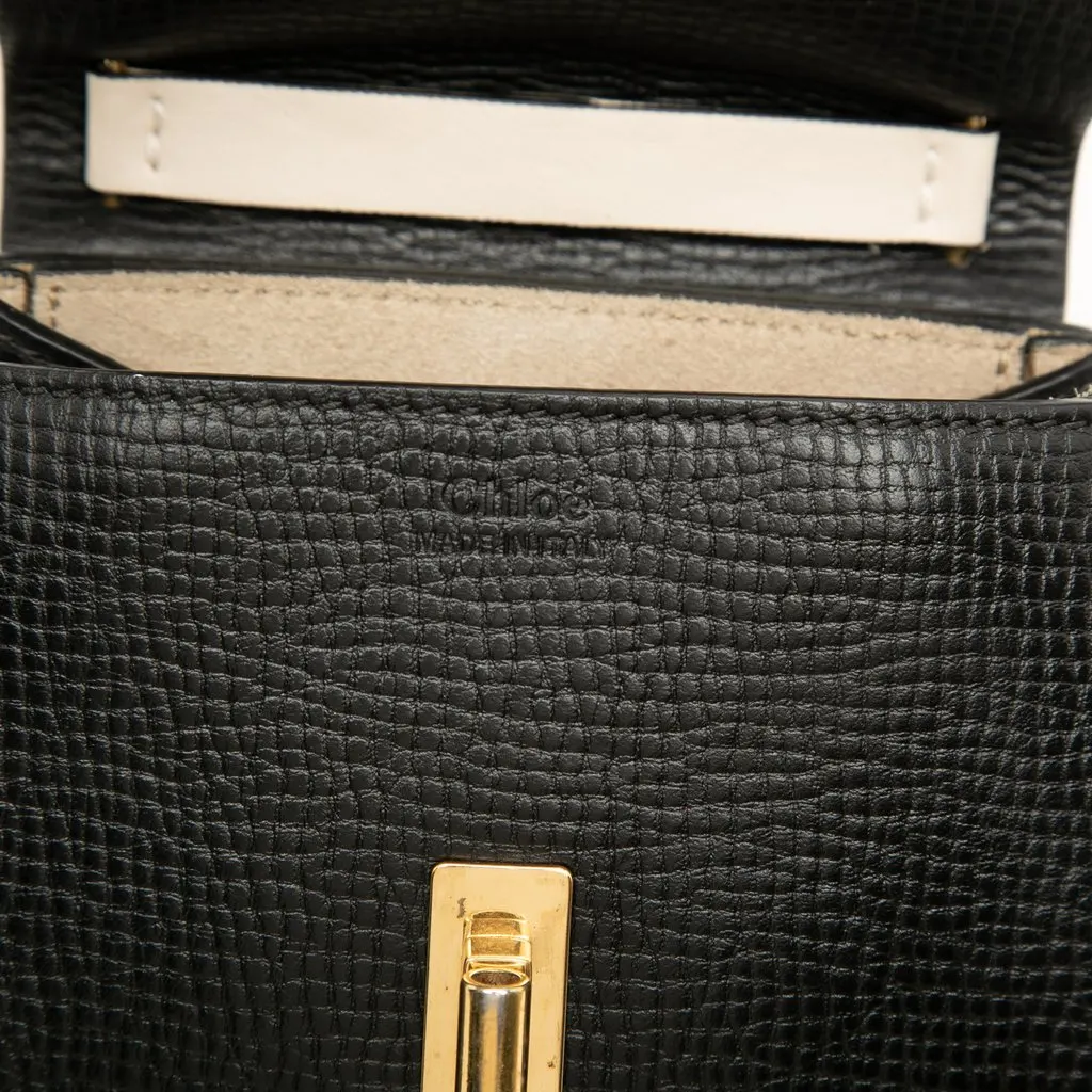 Chloé Mini Bicolor Grained Calfskin Drew Crossbody Black Leather Very good - Box View