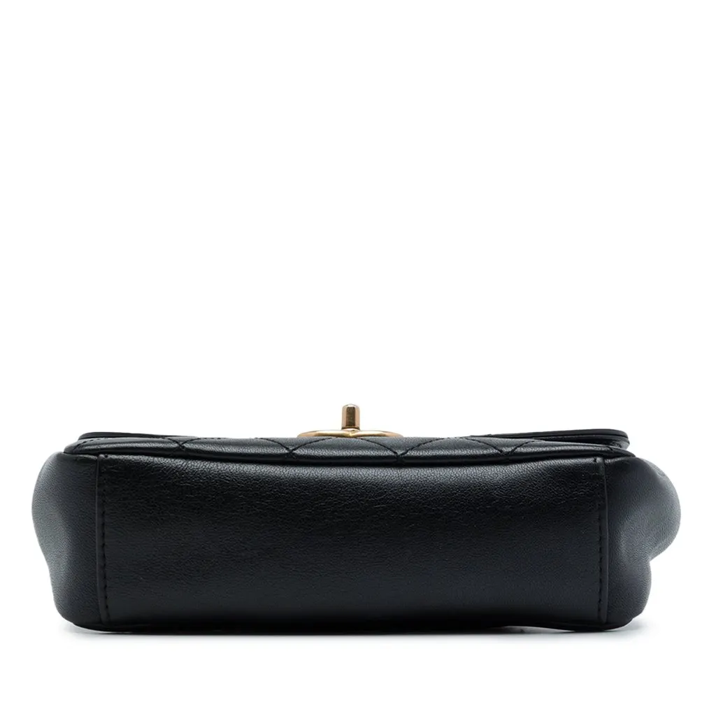Chanel Small Quilted Lambskin Curved Flap Black Leather Very good - Inside View