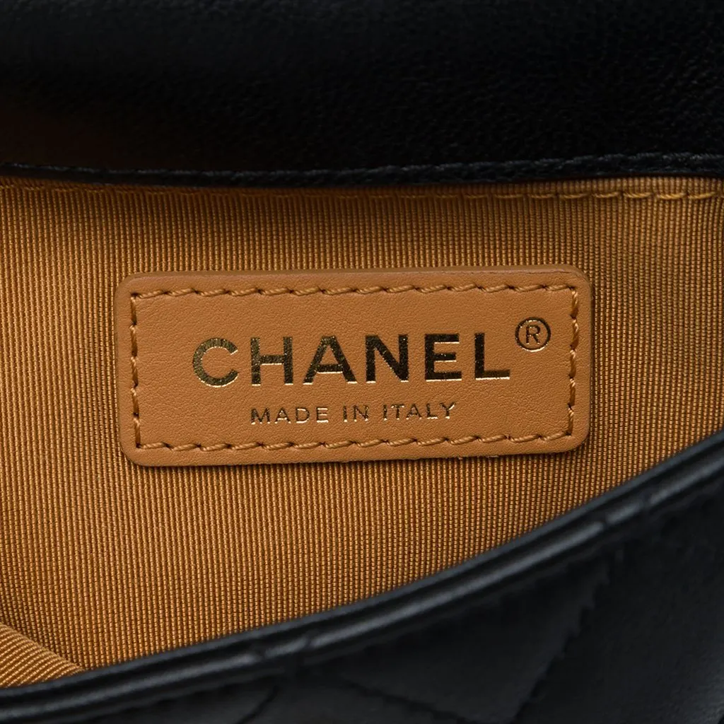 Chanel Small Quilted Lambskin Curved Flap Black Leather Very good - Box View