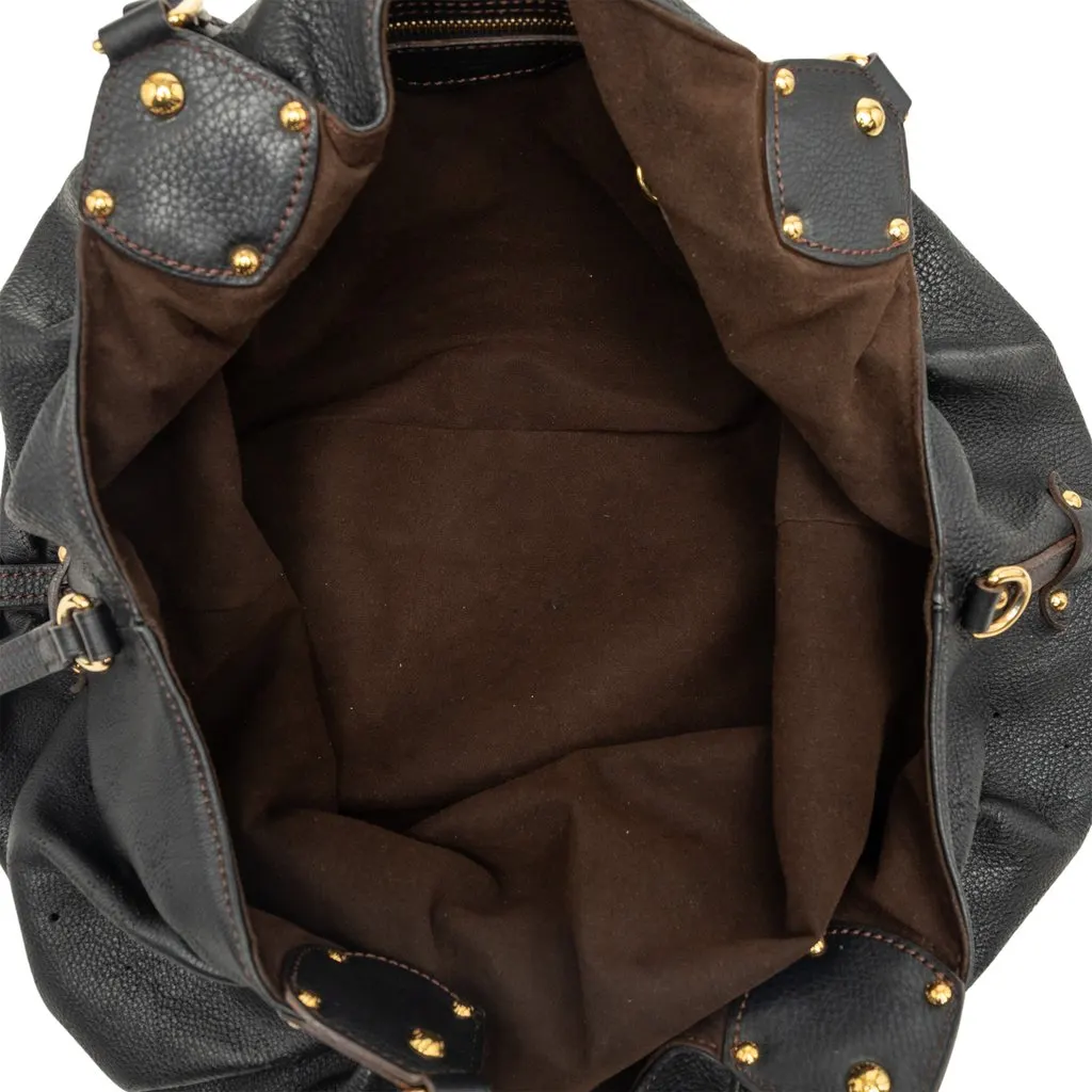 Louis Vuitton Monogram Mahina L Black Leather Good - Model View