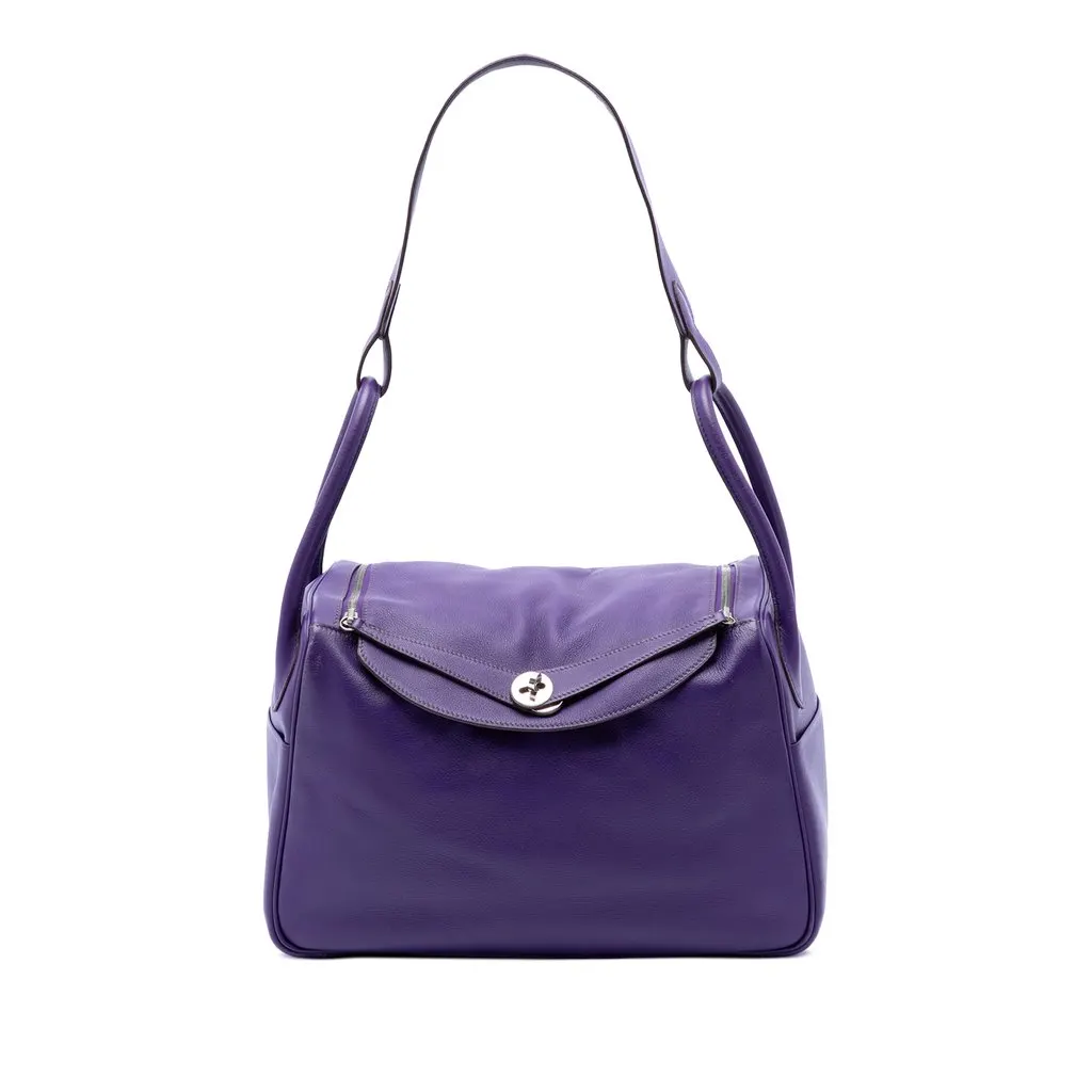 Hermès Swift Lindy 34 Purple Leather Very good - Front View