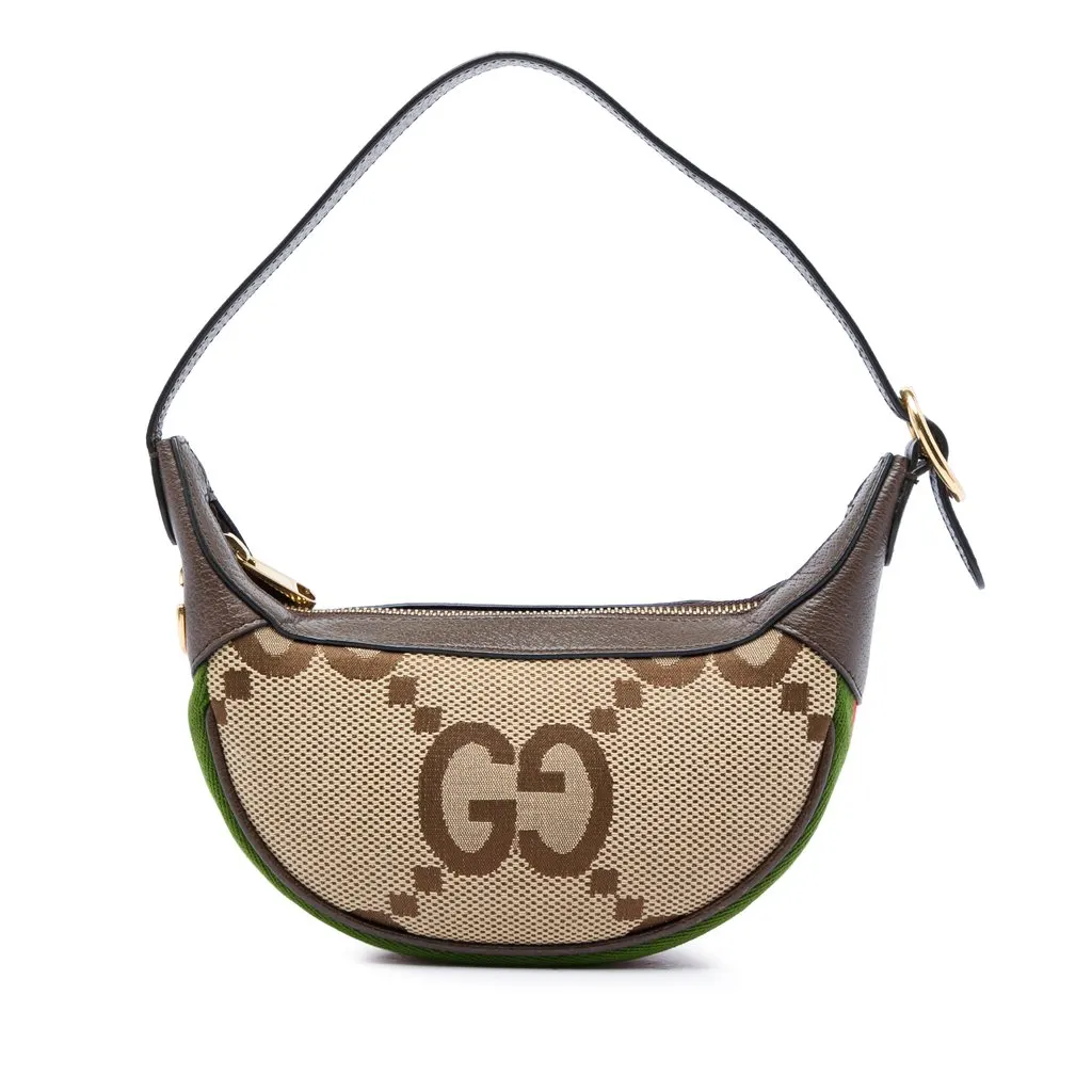Gucci Mini Jumbo GG Canvas Web Ophidia Shoulder Bag Beige Very good - Front View