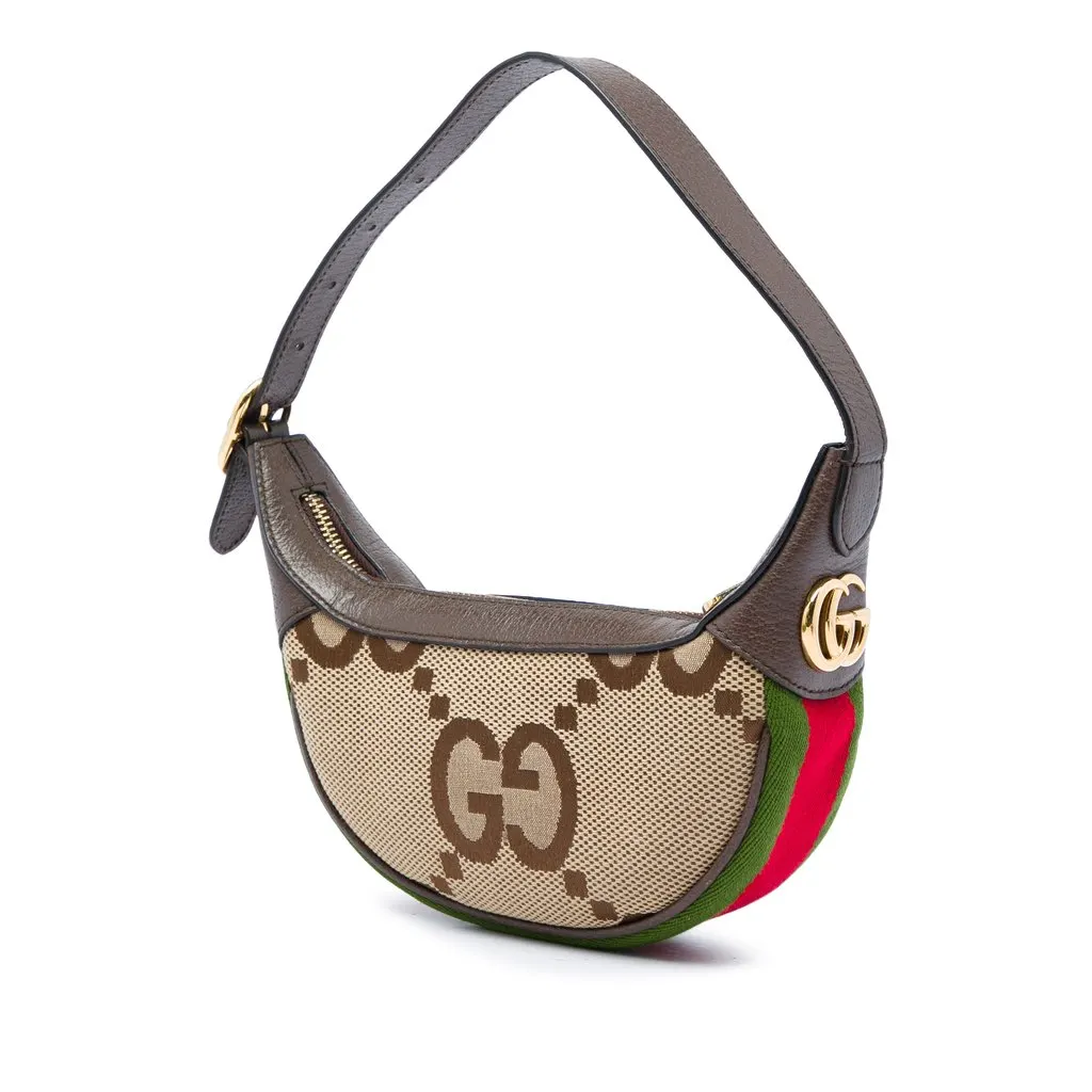 Gucci Mini Jumbo GG Canvas Web Ophidia Shoulder Bag Beige Very good - Back View
