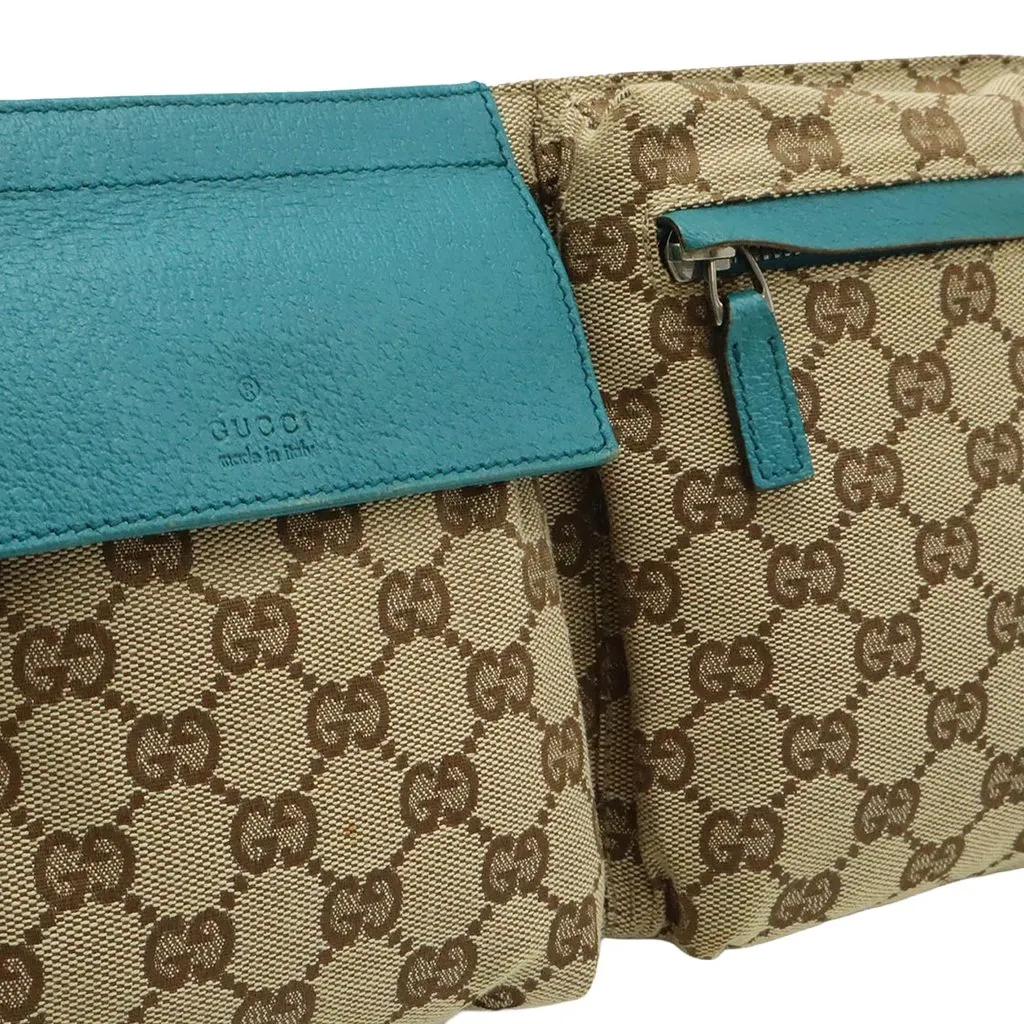 Gucci GG Canvas Web Double Pocket Belt Bag Beige Very good - Model View
