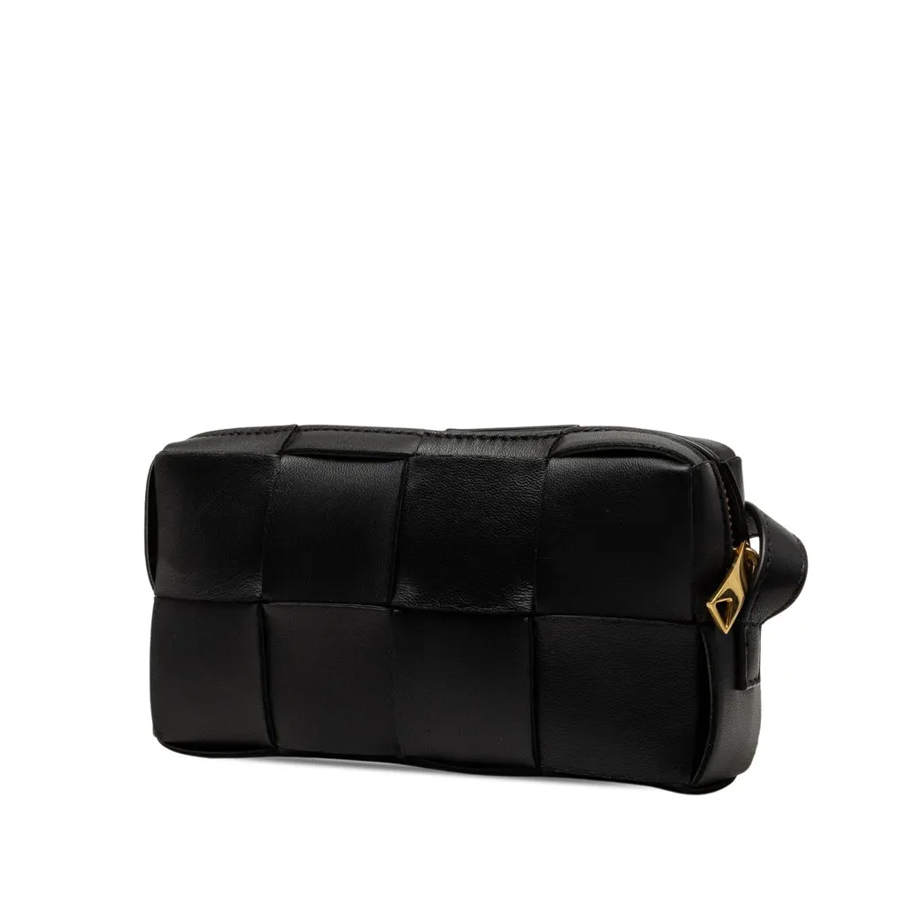 Bottega Veneta Mini Nappa Maxi Intrecciato Cassette Crossbody Black Leather Very good - Back View