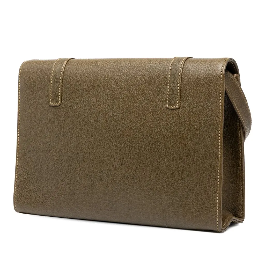 Gucci Calfskin Turnlock Flap Crossbody Green Leather Very good - Back View