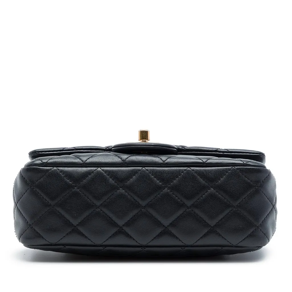 Chanel Mini Rectangular Classic Lambskin Romance Single Flap Black Leather Very good - Inside View
