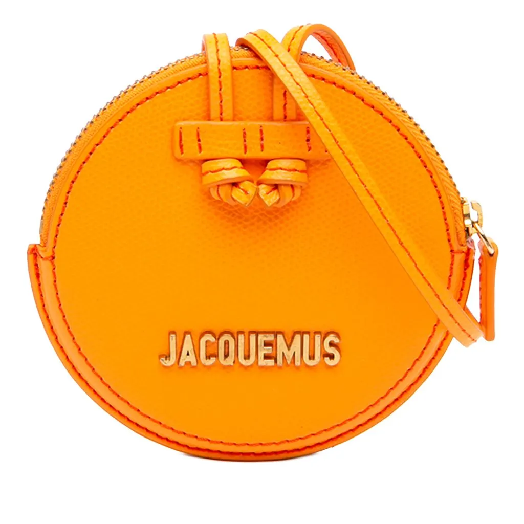 Jacquemus Leather Le Pitchou Coin Purse on Strap Orange Leather Very good - Front View