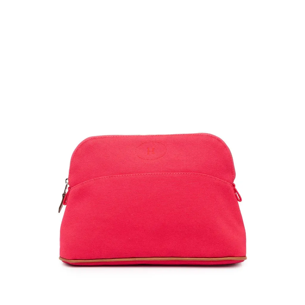 Hermès Toile Bolide Trousse De Voyage PM Pink Cotton Very good - Front View