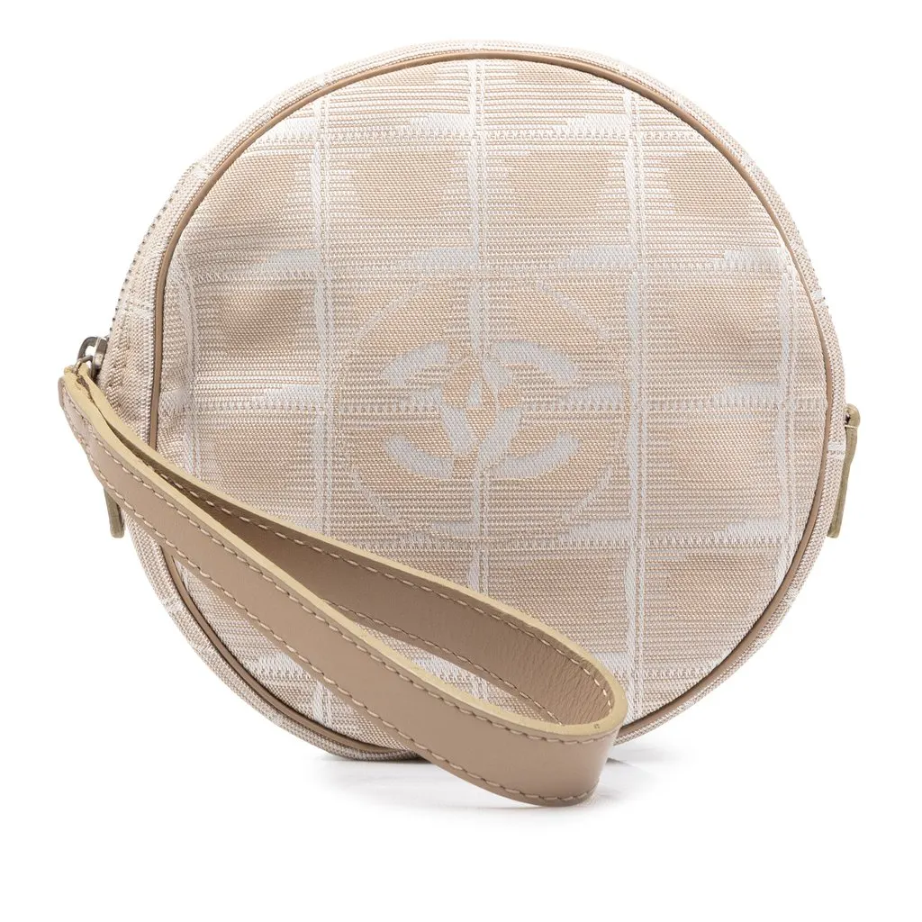 Chanel New Travel Line Nylon Round Wristlet Pouch Beige Polyamide Very good - Front View