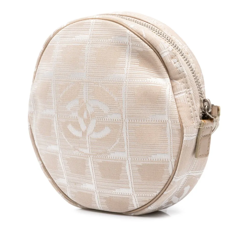 Chanel New Travel Line Nylon Round Wristlet Pouch Beige Polyamide Very good - Back View
