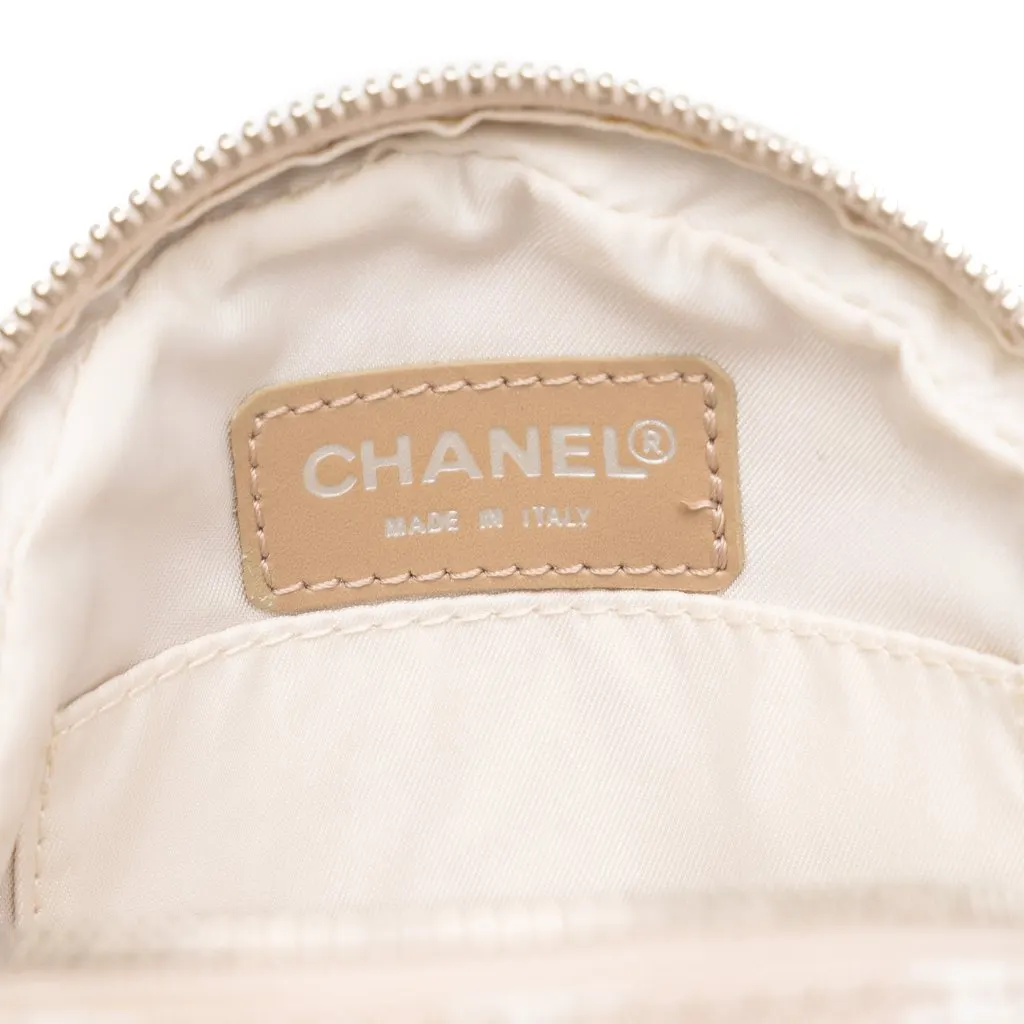 Chanel New Travel Line Nylon Round Wristlet Pouch Beige Polyamide Very good - Box View