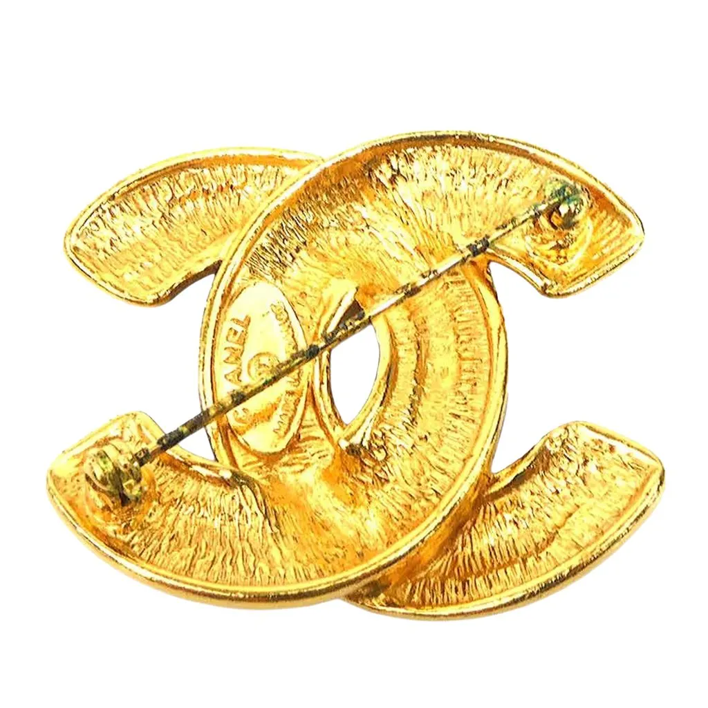 Chanel CC Gold Plated Quilted Brooch Gold Metal Very good - Back View