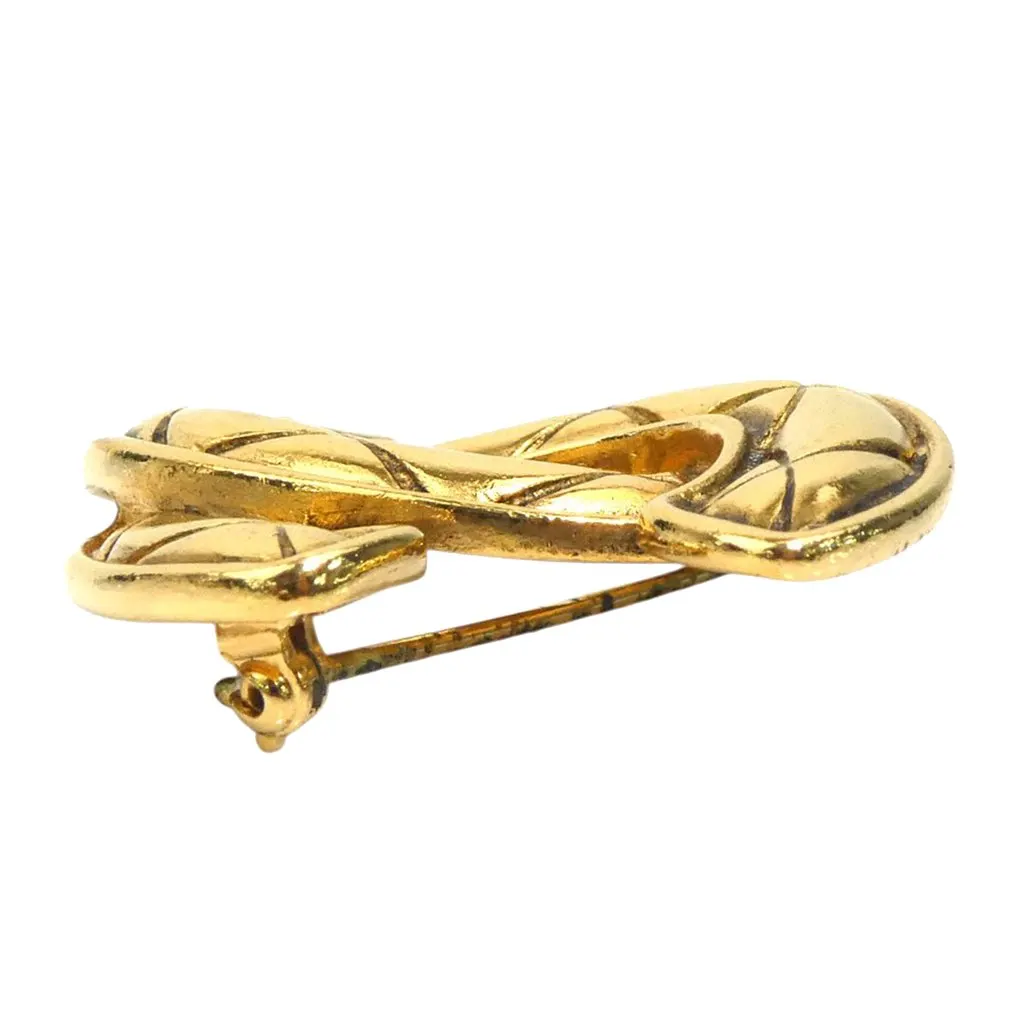 Chanel CC Gold Plated Quilted Brooch Gold Metal Very good - Box View