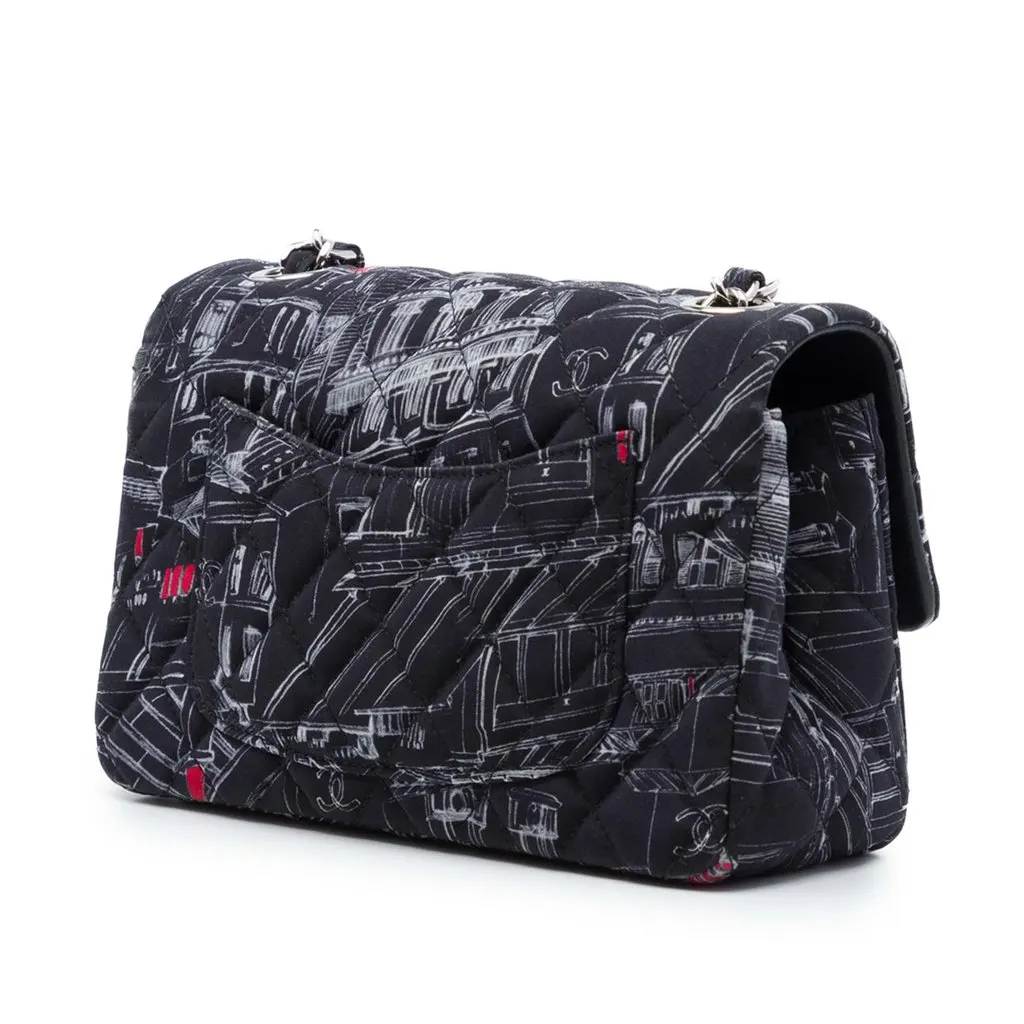 Chanel Mini Classic Canvas Parisian Rooftop Single Flap Black Very good - Back View