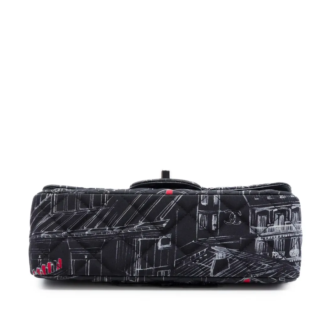 Chanel Mini Classic Canvas Parisian Rooftop Single Flap Black Very good - Inside View