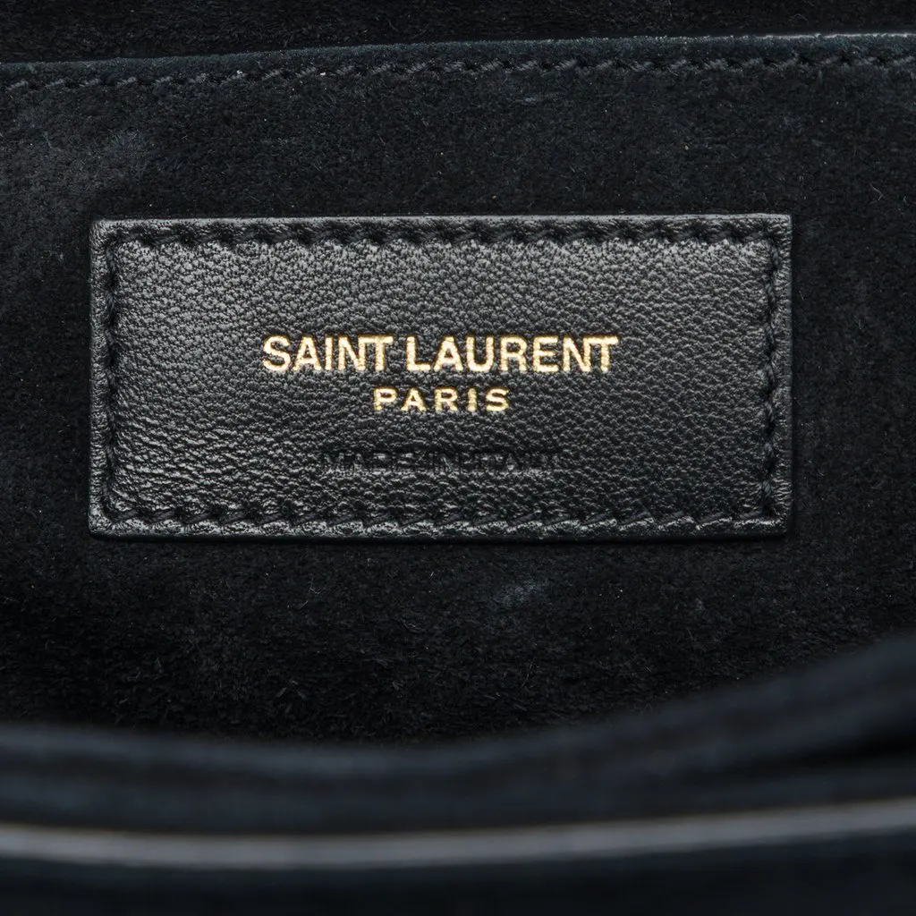 Saint Laurent Medium Calfskin and Leopard Printed Suede Bellechasse Bag Black Leather Very good - Box View