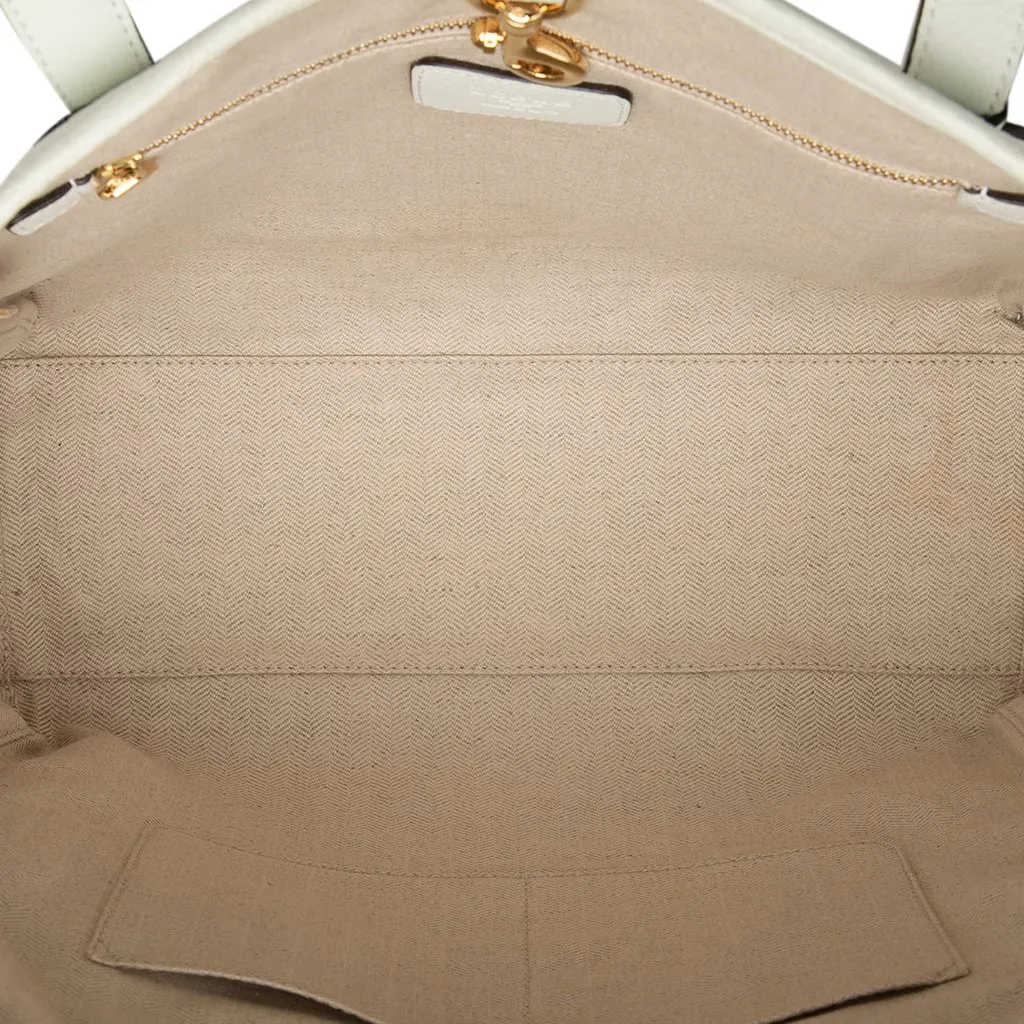 Loewe Leather Heritage Tote White Leather Very good - Model View