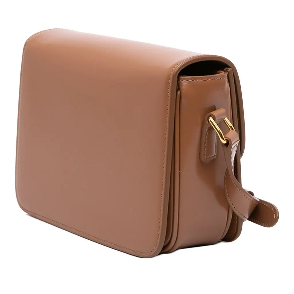 Celine Teen Shiny Calfskin Triomphe Crossbody Brown Leather Very good - Back View