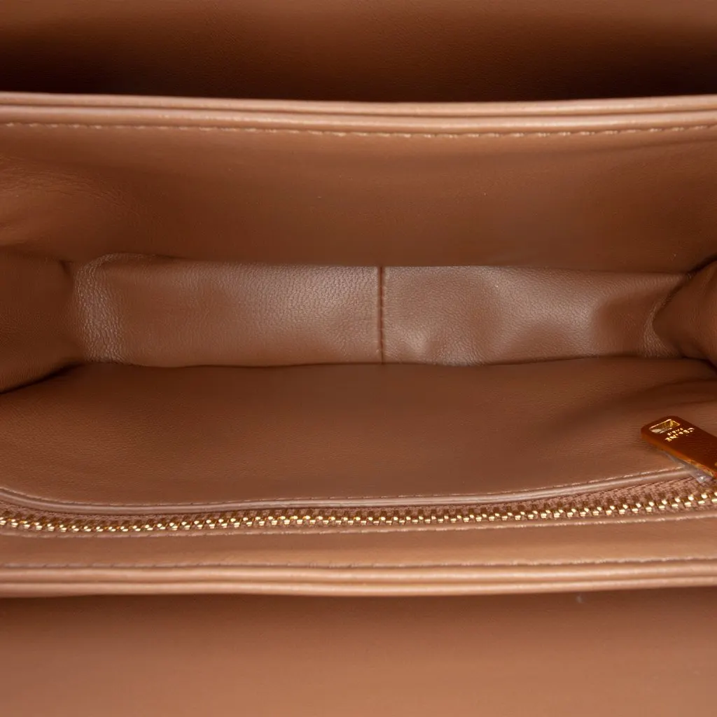 Celine Teen Shiny Calfskin Triomphe Crossbody Brown Leather Very good - Model View