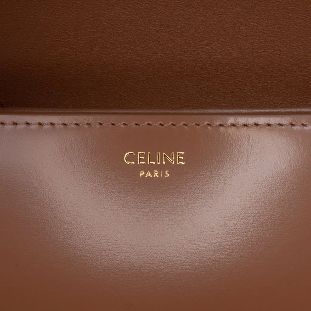 Celine Teen Shiny Calfskin Triomphe Crossbody Brown Leather Very good - Box View