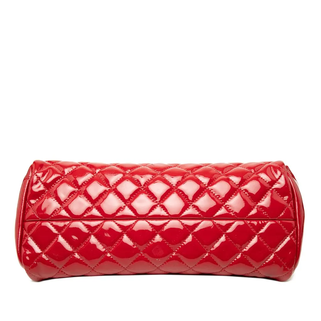 Chanel Small Quilted Patent Just Mademoiselle Bowling Bag Red Leather Very good - Inside View