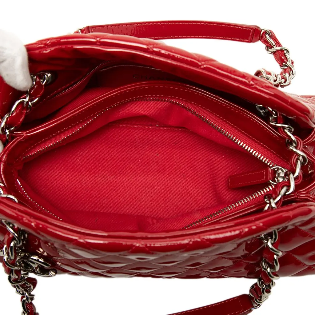 Chanel Small Quilted Patent Just Mademoiselle Bowling Bag Red Leather Very good - Model View