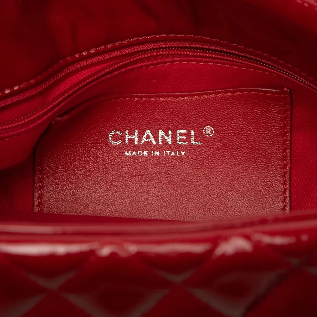 Chanel Small Quilted Patent Just Mademoiselle Bowling Bag Red Leather Very good - Box View