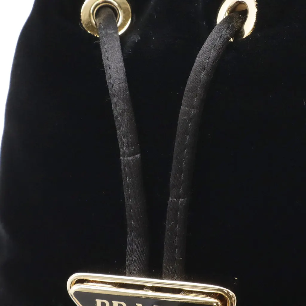 Prada Mini Velluto Drawstring Pouch Black Very good - Box View
